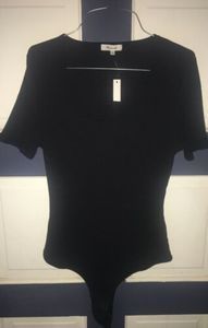 Madewell Bodysuit Short Sleeve XL Thong Ribbed